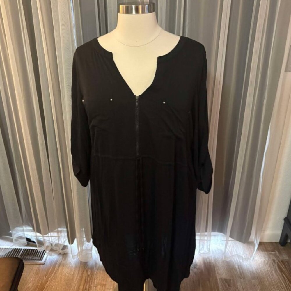 NWT size 3 Torrid Mini Challis Zip-Front Shirt Dress - Picture 4 of 6